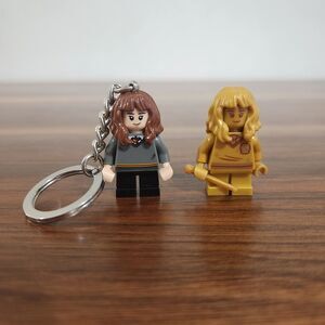 Lego Hermione Granger 20th Anniversary Gold Minifigure Wand Keychain Lot of 2